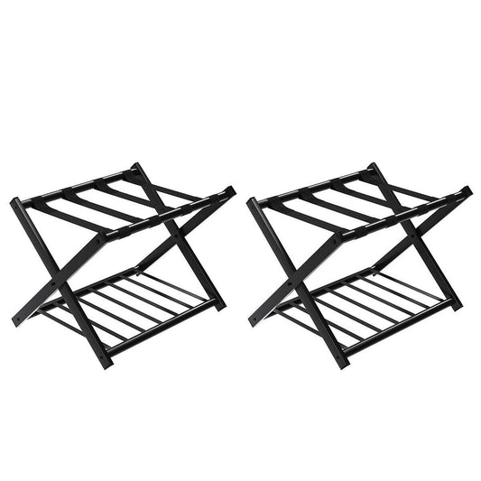 Set of 2 Folding Metal Luggage Rack Suitcase-Black Kids Crystal