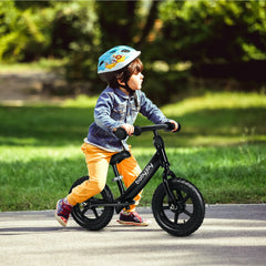 12 Inch Kids Balance No-Pedal Ride Pre Learn Bike with Adjustable Seat-Black