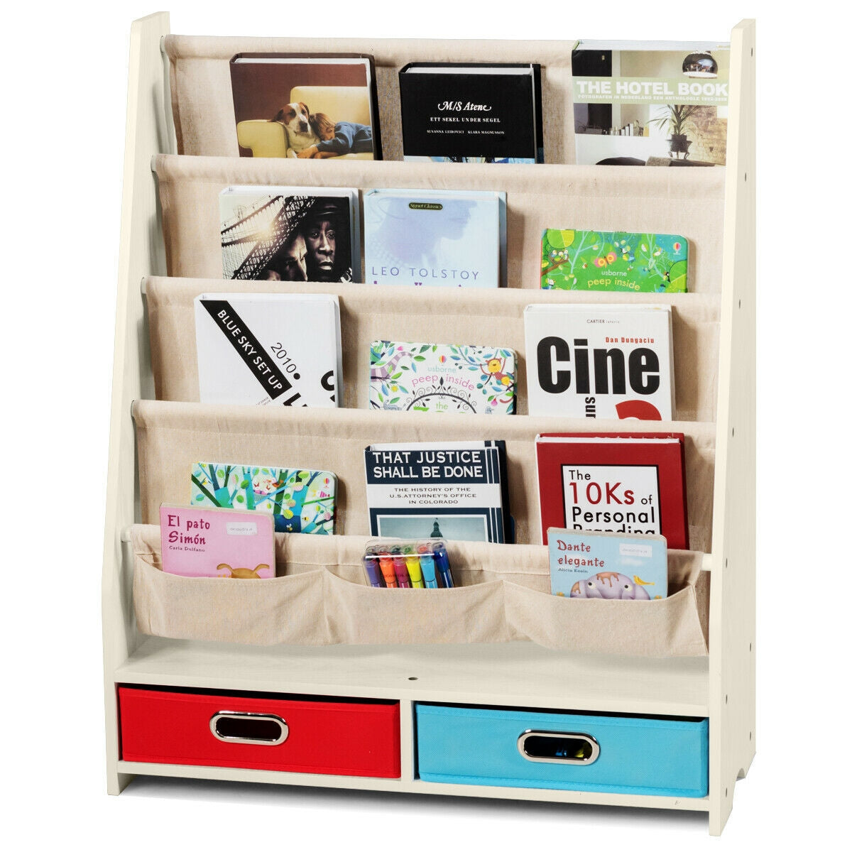 Kids Book and Toys Organizer Shelves-Beige Kids Crystal