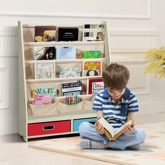 Kids Book and Toys Organizer Shelves-Beige Kids Crystal