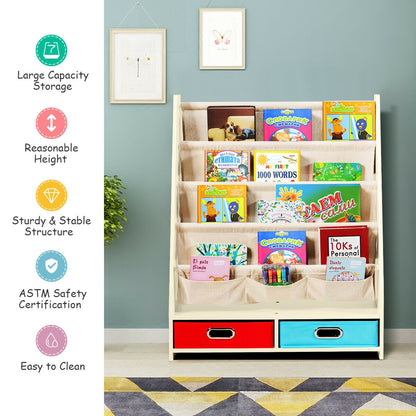 Kids Book and Toys Organizer Shelves-Beige