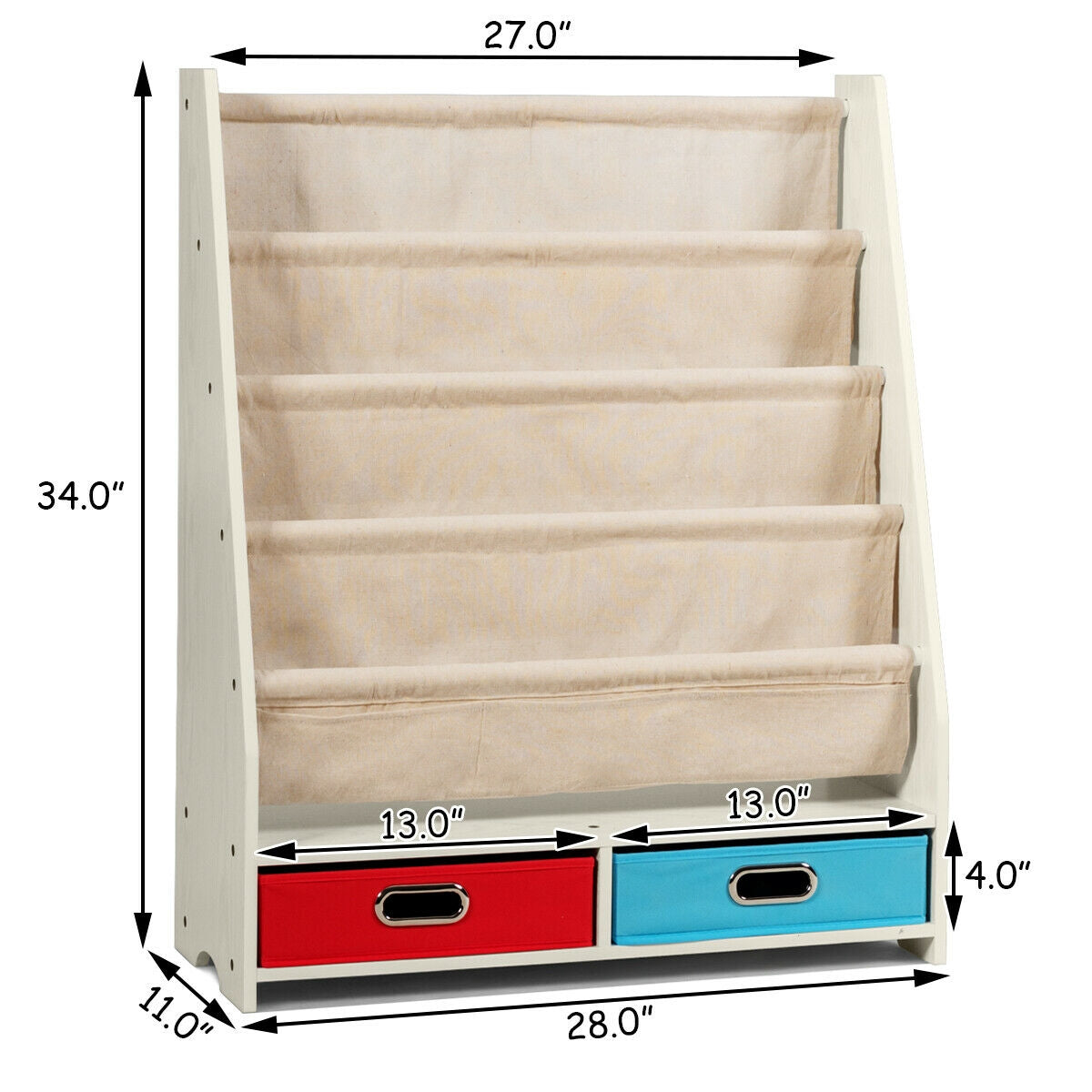 Kids Book and Toys Organizer Shelves-Beige Kids Crystal