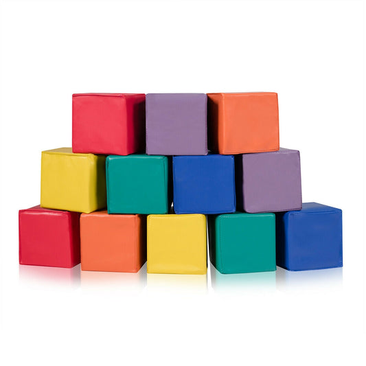 12 Pieces 5.5 Inch Soft Colorful Foam Building Blocks Kids Crystal