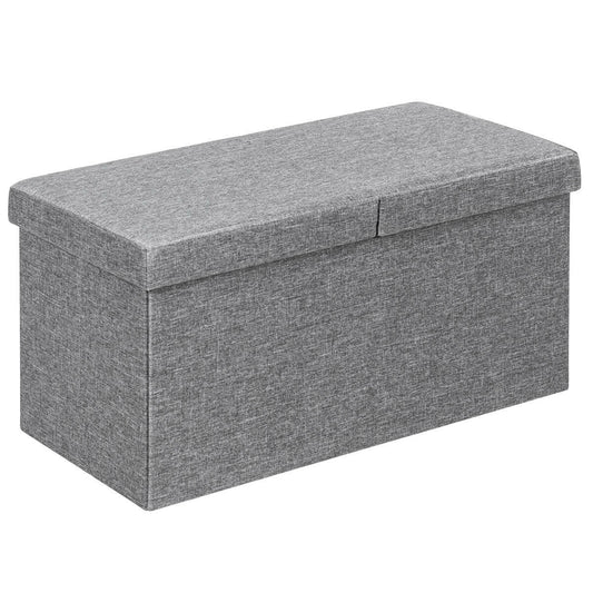 30 Inch Folding Storage Ottoman with Lift Top-Light Gray Kids Crystal