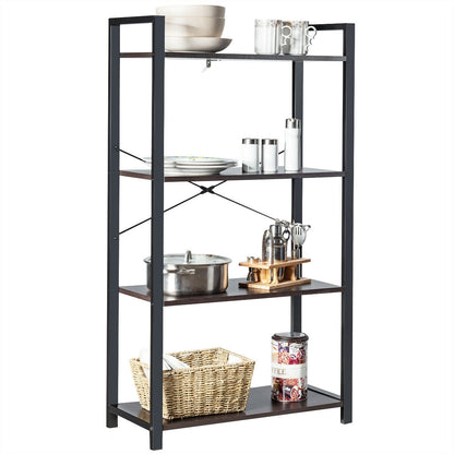 4-Tier Bookshelf Industrial Bookcase Plant Flower Stand-Black