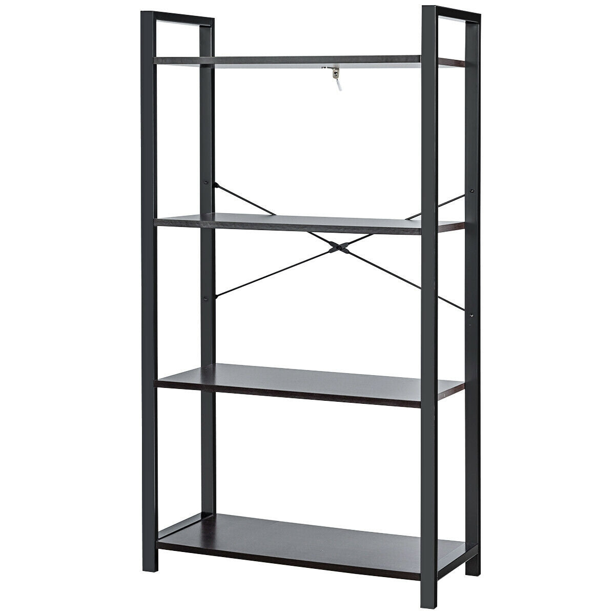 4-Tier Bookshelf Industrial Bookcase Plant Flower Stand-Black Kids Crystal