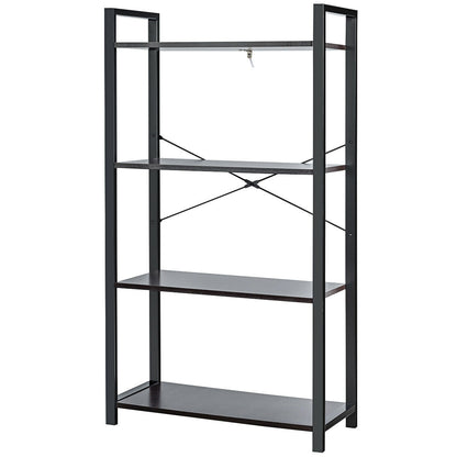 4-Tier Bookshelf Industrial Bookcase Plant Flower Stand-Black