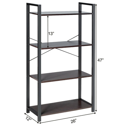 4-Tier Bookshelf Industrial Bookcase Plant Flower Stand-Black