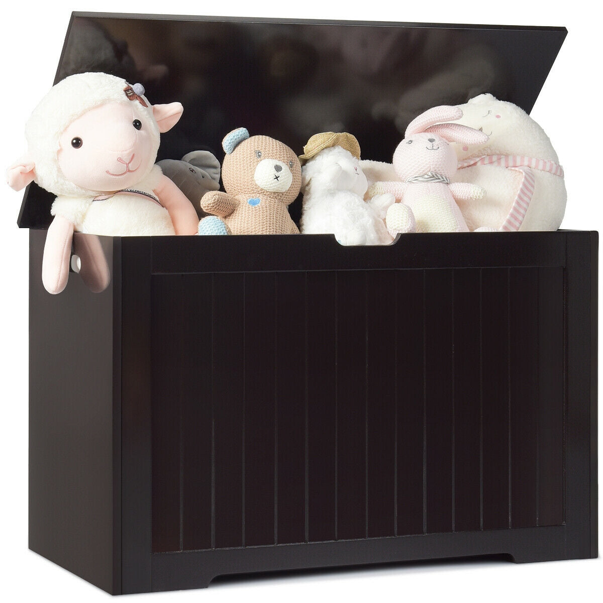 Toy Box Wooden Toy Organizer with Flip-Top Lid-Brown Kids Crystal