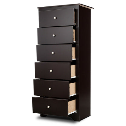 6 Drawers Chest Dresser Clothes Storage Bedroom Furniture Cabinet-Brown