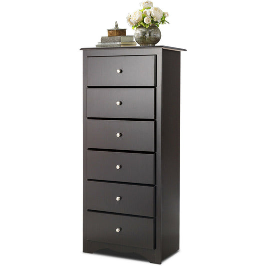 6 Drawers Chest Dresser Clothes Storage Bedroom Furniture Cabinet-Brown Kids Crystal