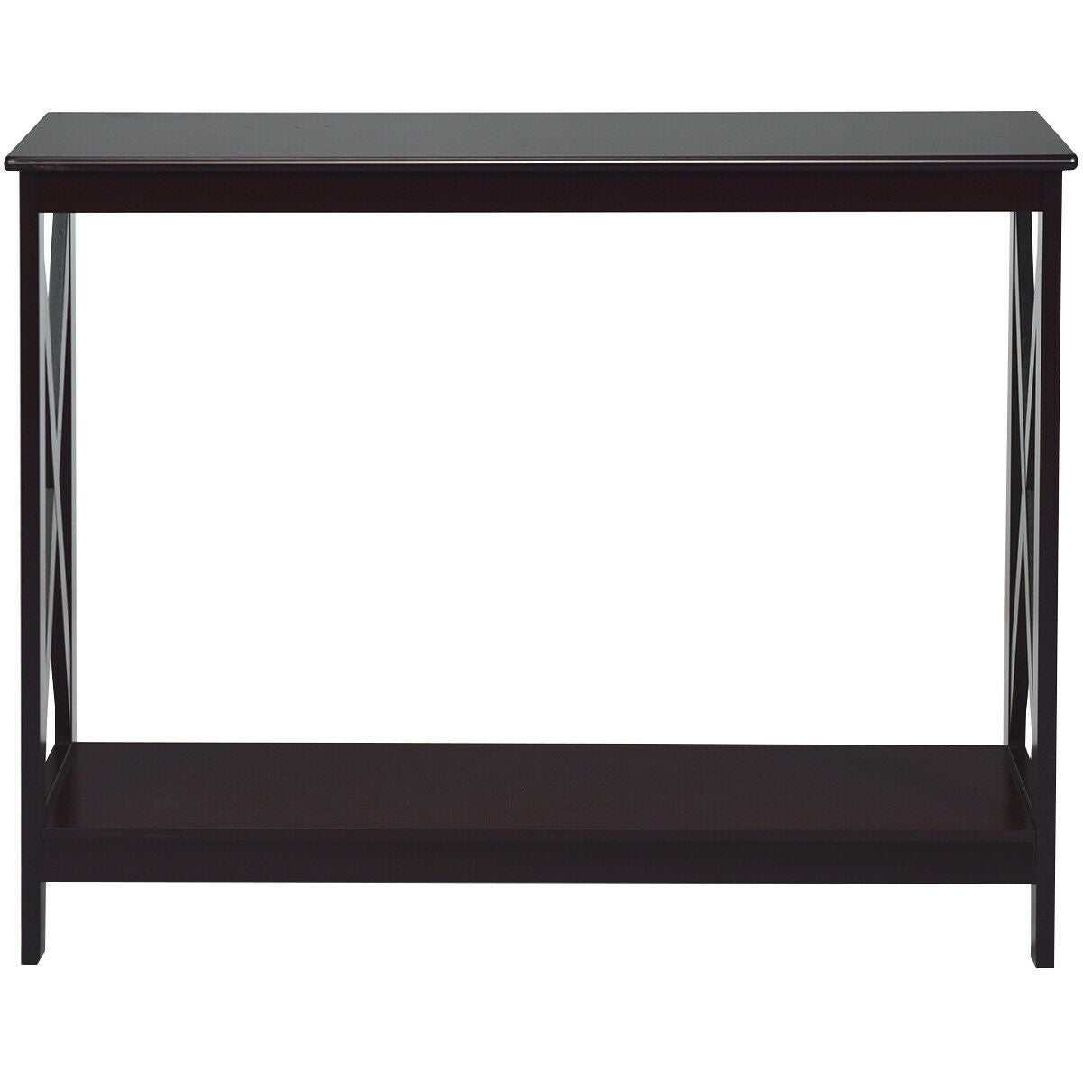 2-Tier Console X-Design Sofa Side Accent Table-Dark Brown Kids Crystal
