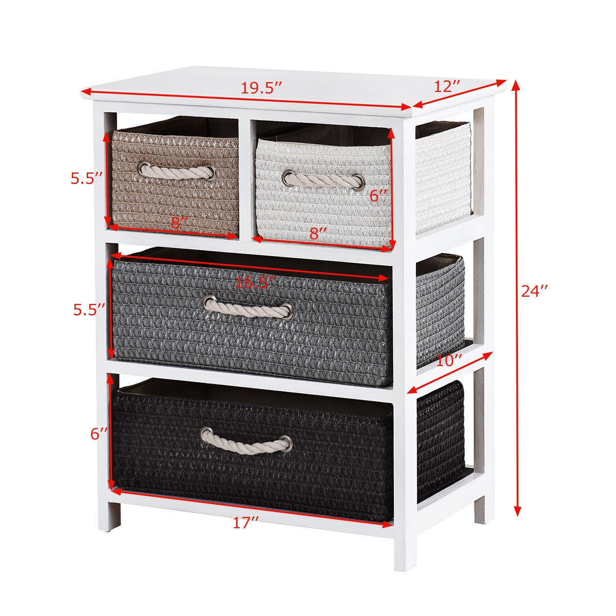 Storage Drawer Nightstand Woven Basket Cabinet Bedside Table Kids Crystal