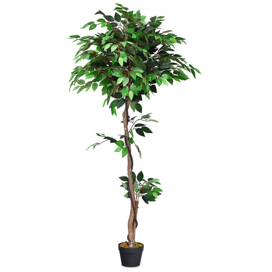 5.5 Feet Artificial Ficus Silk Tree with Wood Trunks Kids Crystal