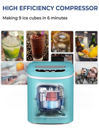 Mini Portable Compact Electric Ice Maker Machine-Green