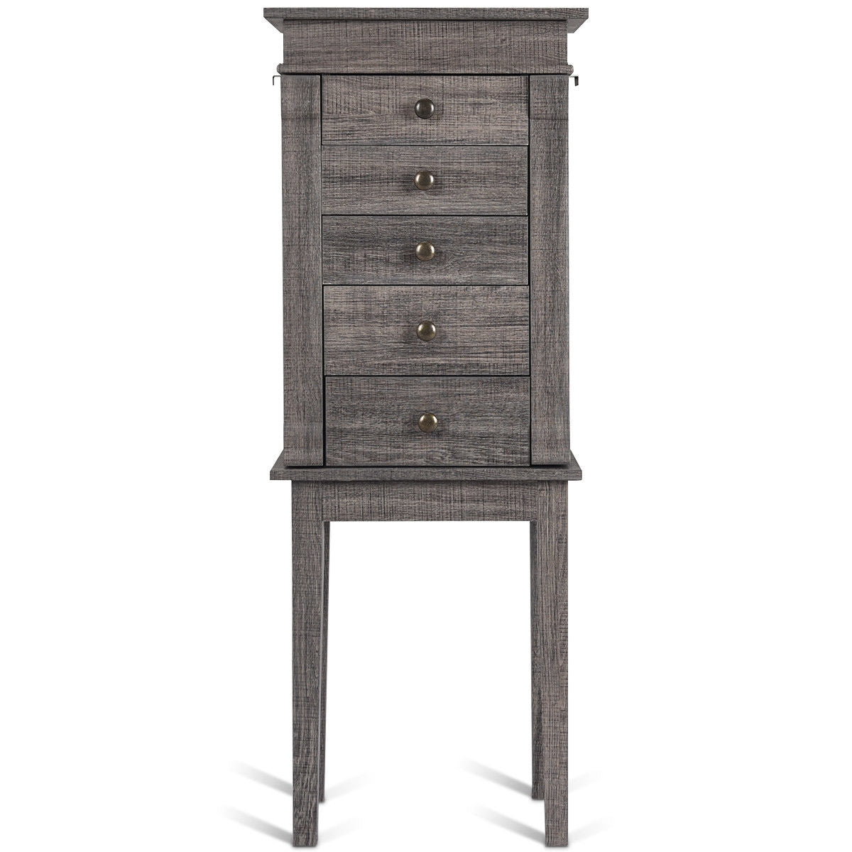 Standing Jewelry Cabinet Storage Organizer with Wooden Legs Kids Crystal