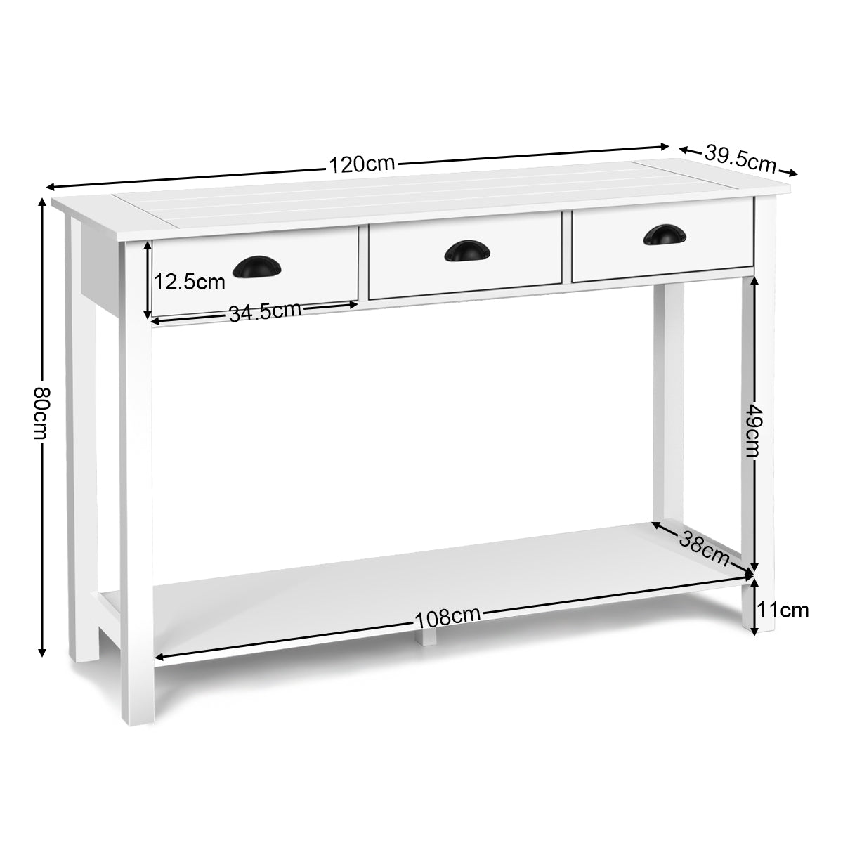 47 inch Entryway Hall Table Side Desk Accent Table with Drawers Shelf Kids Crystal