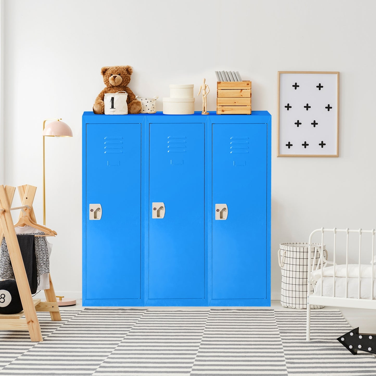 48 Inch Kid Safe Storage Children Single Tier Metal Locker-Blue Kids Crystal