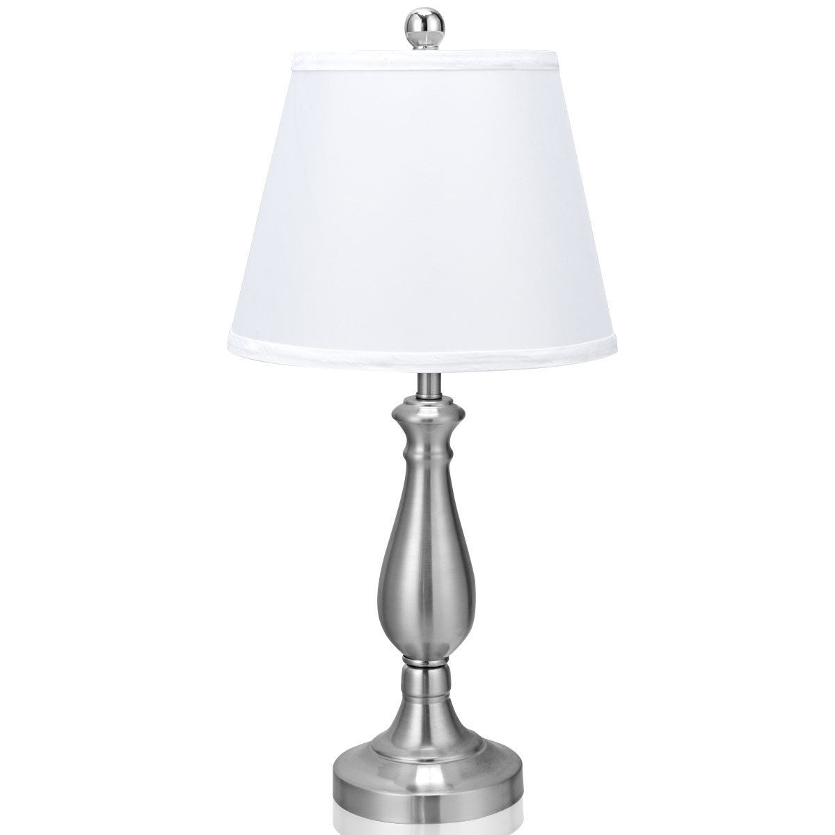3 Pieces Brushed Nickel Lamp Set-Silver Kids Crystal