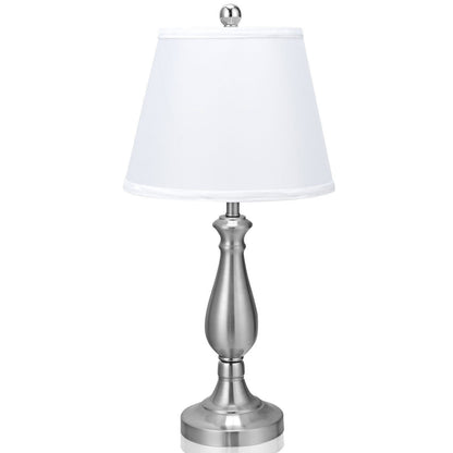 3 Pieces Brushed Nickel Lamp Set-Silver