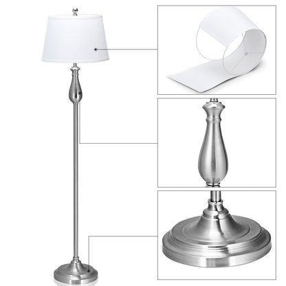 3 Pieces Brushed Nickel Lamp Set-Silver