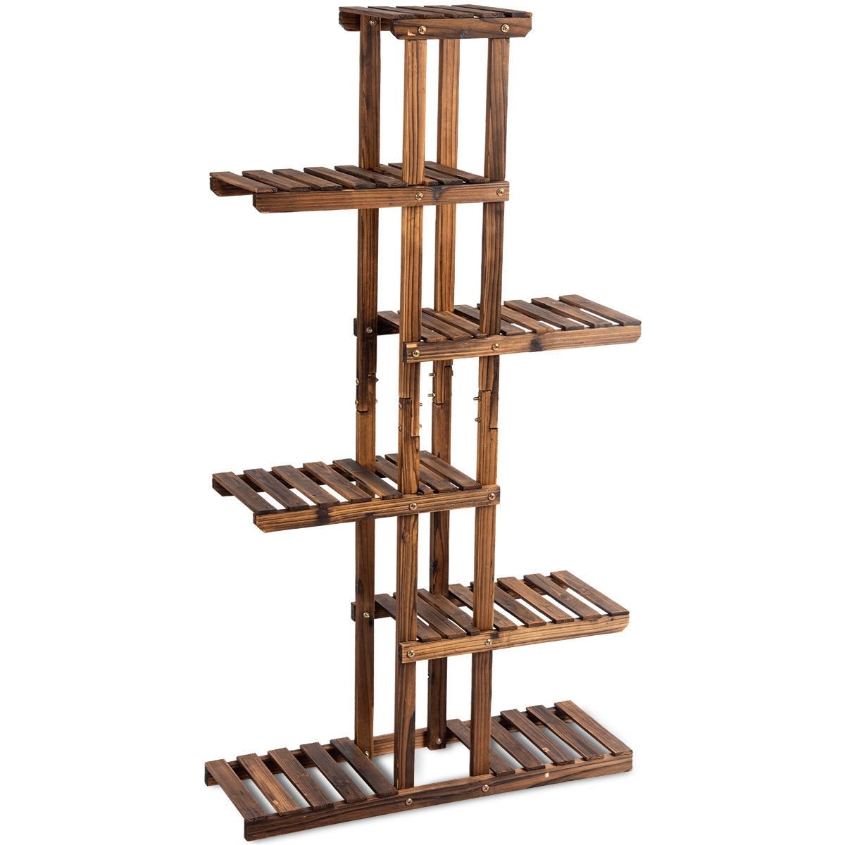 6 Tier Garden Wooden Shelf Storage Plant Rack Stand Kids Crystal