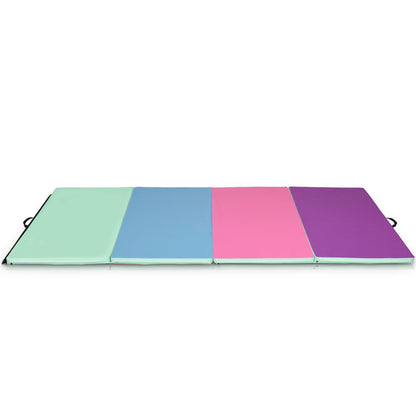 4 Feet x 10 Feet Thick Folding Panel Gymnastics Mat-Multiolor