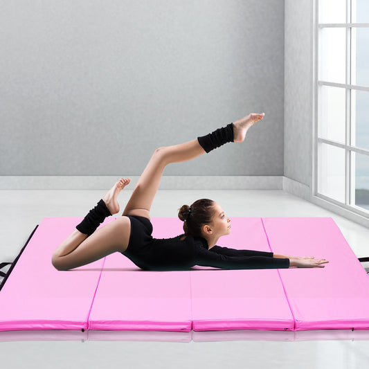 4' x 6' x 2" PU Thick Folding Panel Exercise Gymnastics Mat-Pink Kids Crystal