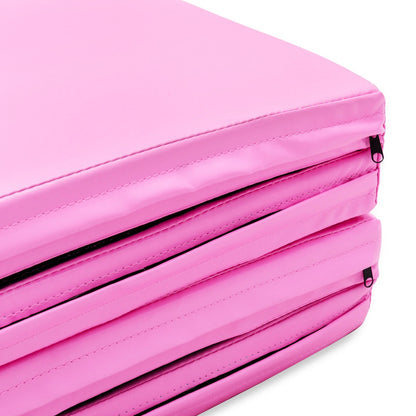 4' x 6' x 2" PU Thick Folding Panel Exercise Gymnastics Mat-Pink