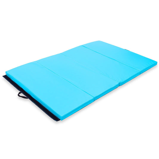 4' x 6' x 2" PU Thick Folding Panel Exercise Gymnastics Mat-Blue Kids Crystal