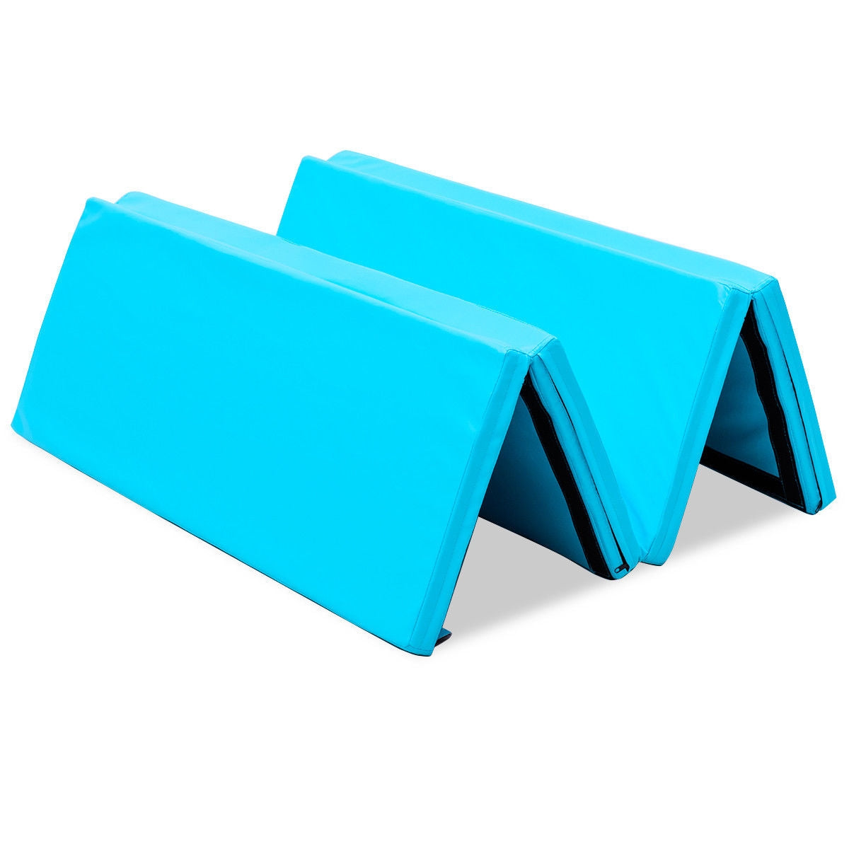 4' x 6' x 2" PU Thick Folding Panel Exercise Gymnastics Mat-Blue Kids Crystal
