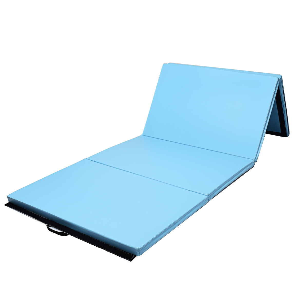 4 Feet x 10 Feet Thick Folding Panel Gymnastics Mat-Light Blue Kids Crystal