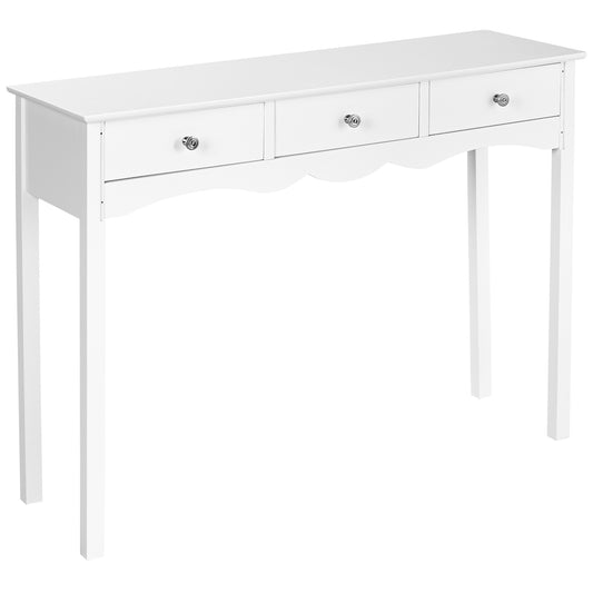 Side Sofa Table with Storage 3-Drawers-White Kids Crystal
