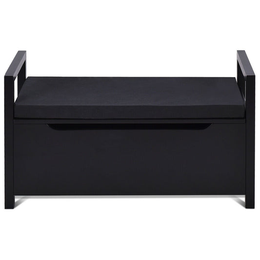 34.5 ×15.5 ×19.5 Inch Shoe Storage Bench with Cushion Seat for Entryway-Black Kids Crystal
