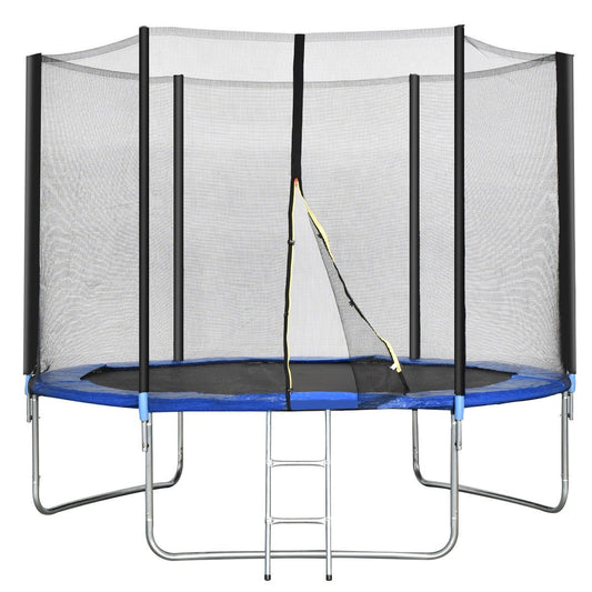 10 Feet Combo Bounce Jump Safety Trampoline with Spring Pad Ladder Kids Crystal