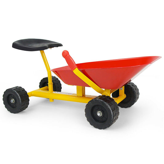 8 Inch Heavy Duty Kids Ride-on Sand Dumper with 4 Wheels-Red Kids Crystal
