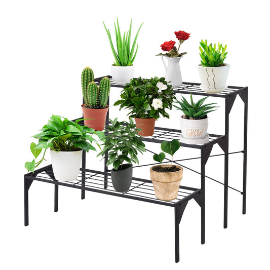 Outdoor 3 Tier Metal Plant Stand with Heavy Duty Rack for Multiple Use Kids Crystal