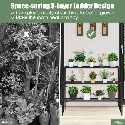 Outdoor 3 Tier Metal Plant Stand with Heavy Duty Rack for Multiple Use