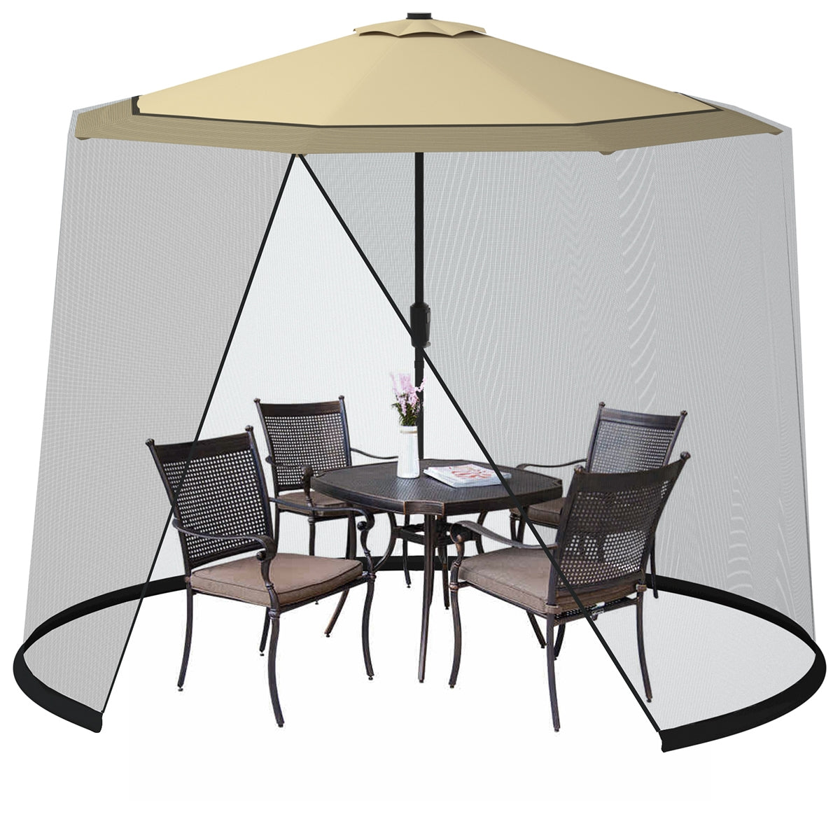 9 -10 Feet Outdoor Umbrella Table Screen Mosquito Bug Insect Net Kids Crystal