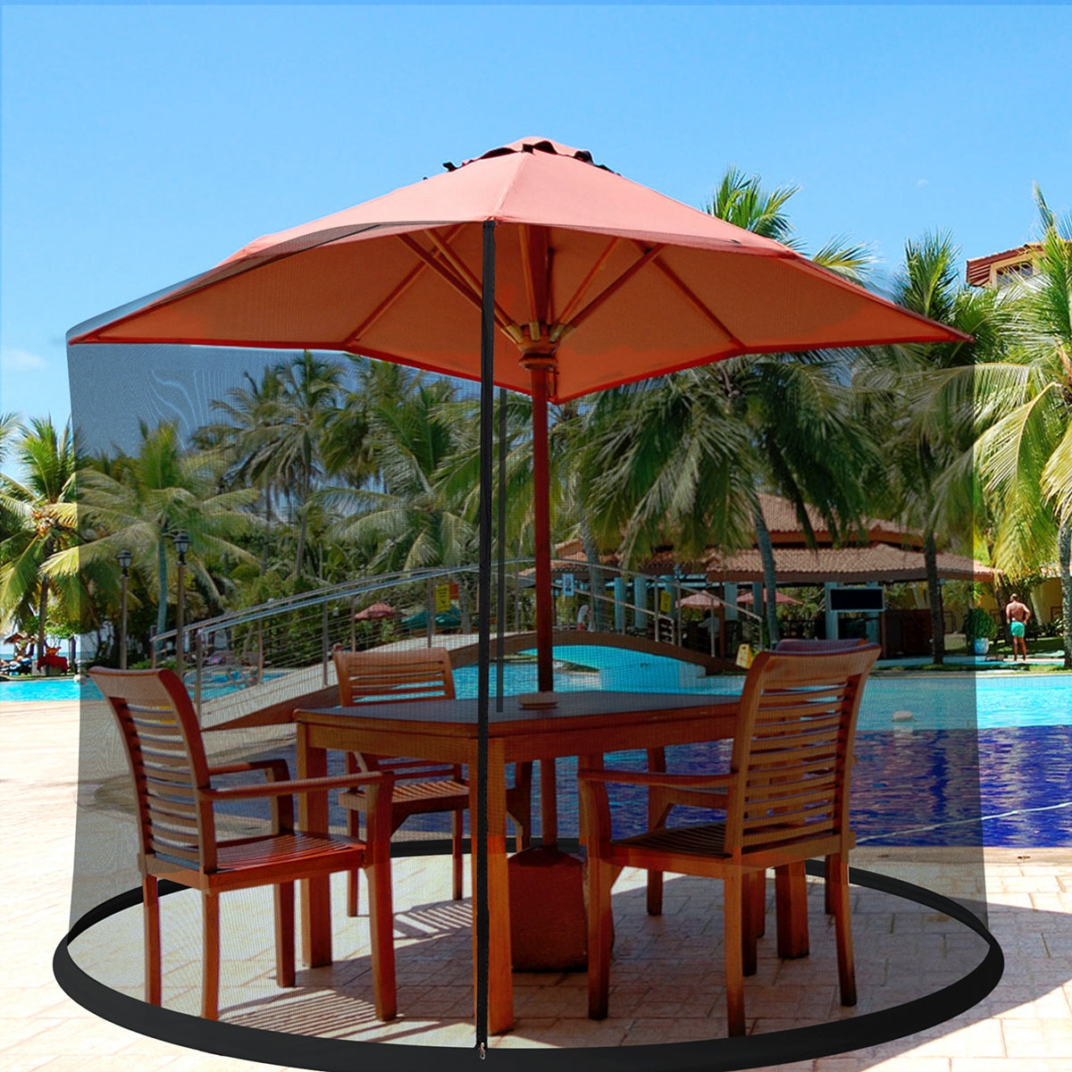9 -10 Feet Outdoor Umbrella Table Screen Mosquito Bug Insect Net Kids Crystal