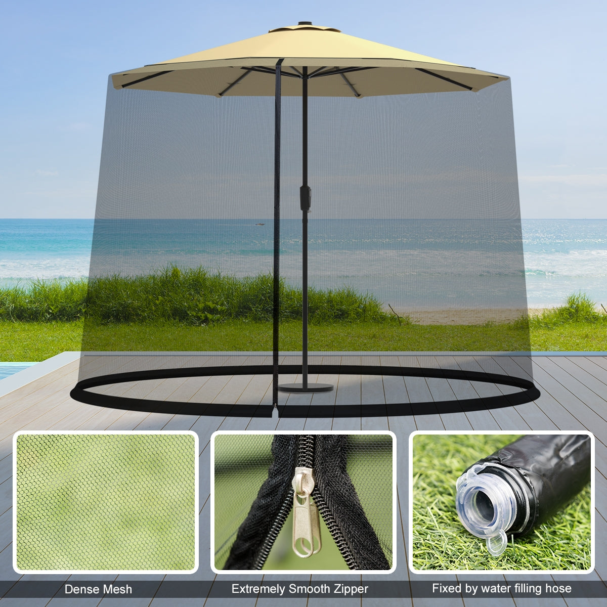 9 -10 Feet Outdoor Umbrella Table Screen Mosquito Bug Insect Net Kids Crystal