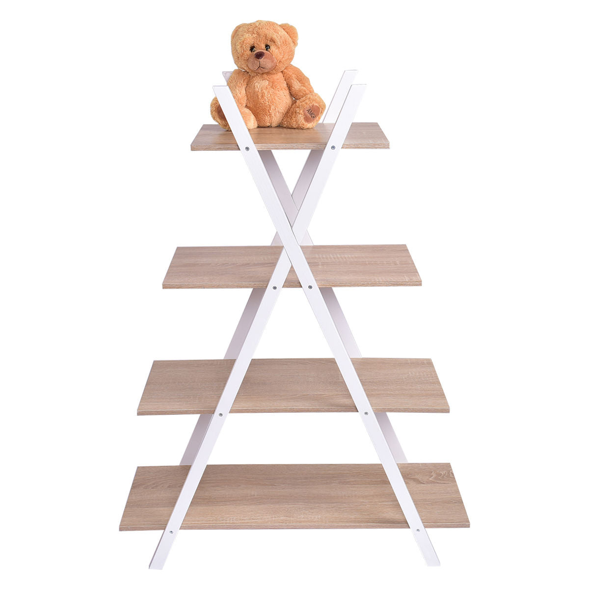 X-Shape 4-Tier Display Shelf Rack Potting Ladder Kids Crystal