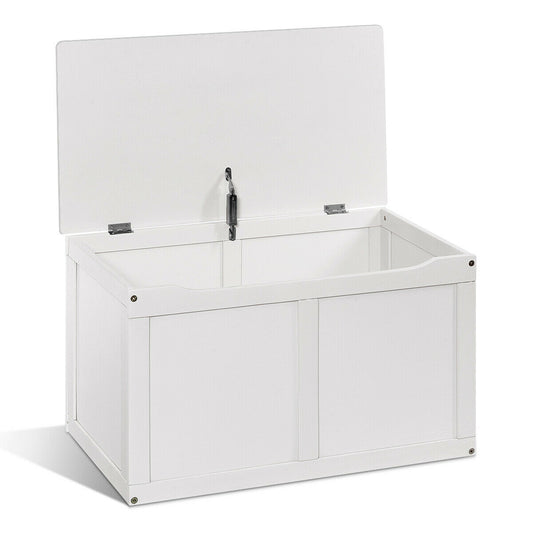 Safety Hinge Wooden Chest Organizer Toy Storage Box-White Kids Crystal