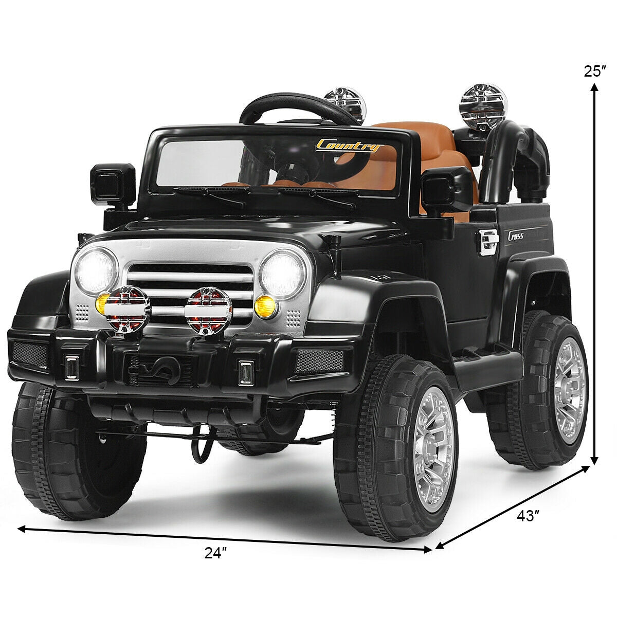 12 V Kids Ride on Truck with MP3 + LED Lights-Black