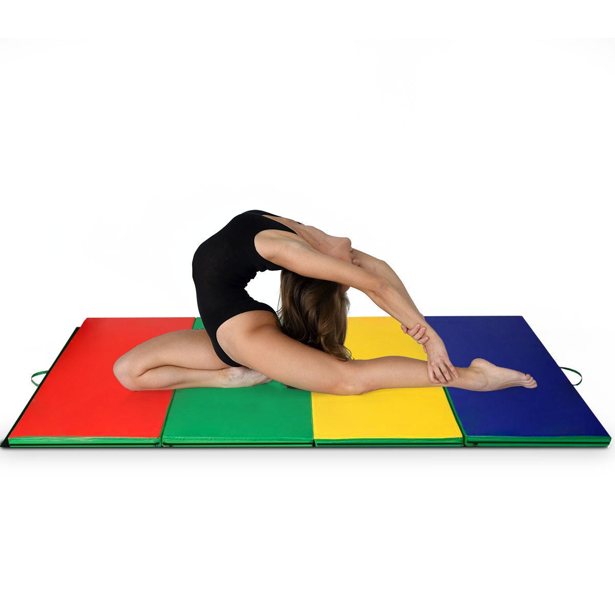 4 Feet x 10 Feet Thick Folding Panel Gymnastics Mat-Deep Multicolor Kids Crystal
