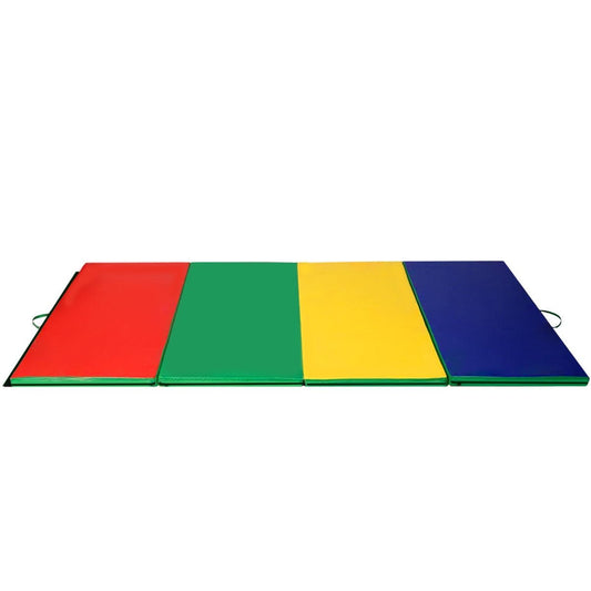 4 Feet x 10 Feet Thick Folding Panel Gymnastics Mat-Deep Multicolor Kids Crystal