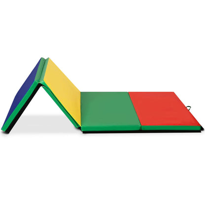 4 Feet x 10 Feet Thick Folding Panel Gymnastics Mat-Deep Multicolor