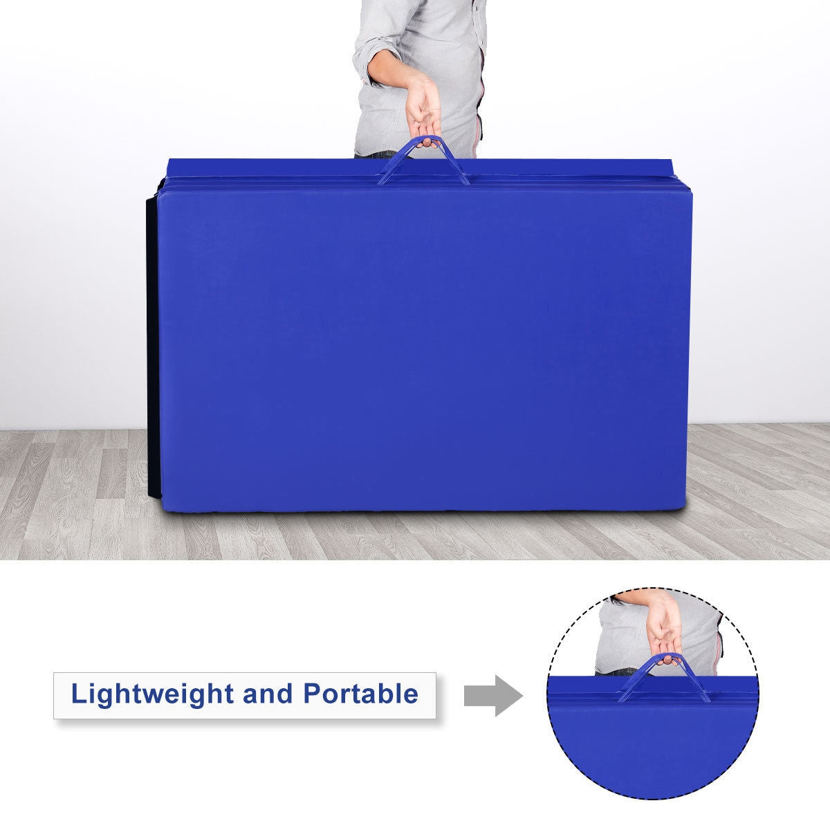 4 Feet x 10 Feet Thick Folding Panel Gymnastics Mat-Blue Kids Crystal