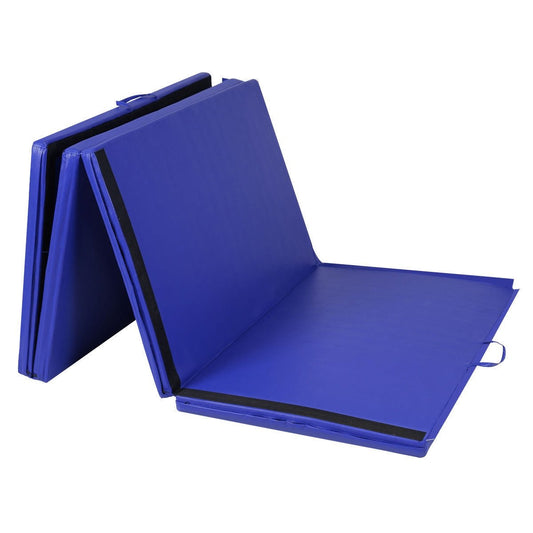 4 Feet x 10 Feet Thick Folding Panel Gymnastics Mat-Blue Kids Crystal