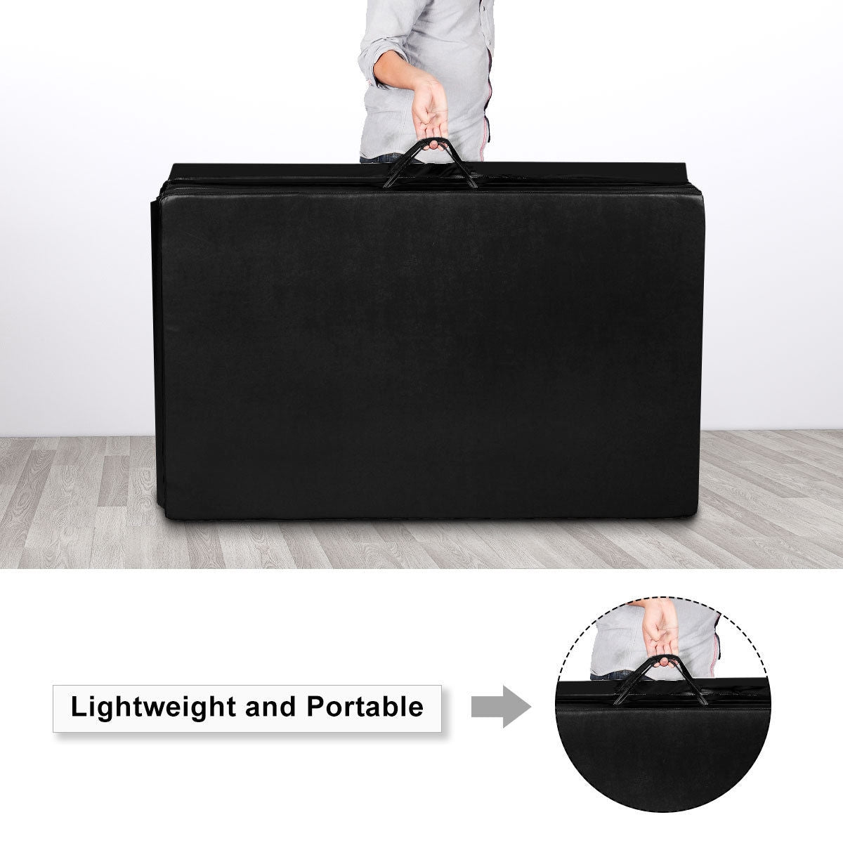 4 Feet x 10 Feet Thick Folding Panel Gymnastics Mat-Black Kids Crystal